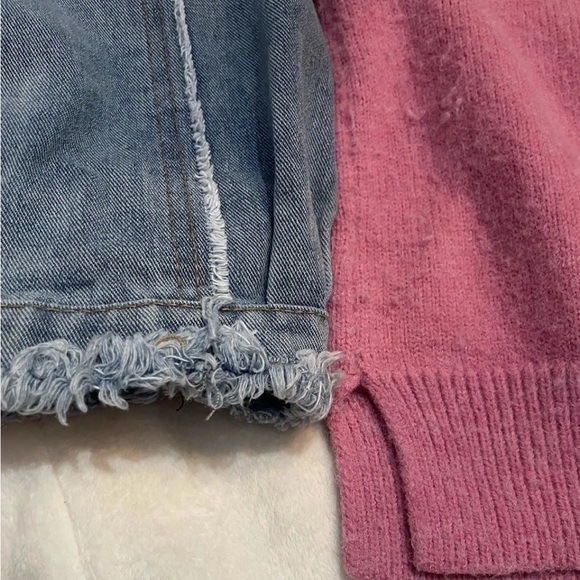 BiBi Pink Sweater with Smiley and Denim Sleeves - Picture 5 of 5